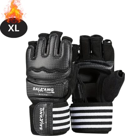 Nivard MMA Handschoenen - Gloves - Sparring Handschoenen - Heren - Dames - Grappling - Bokshandschoenen - Vecht Handschoenen - Zwart - XL