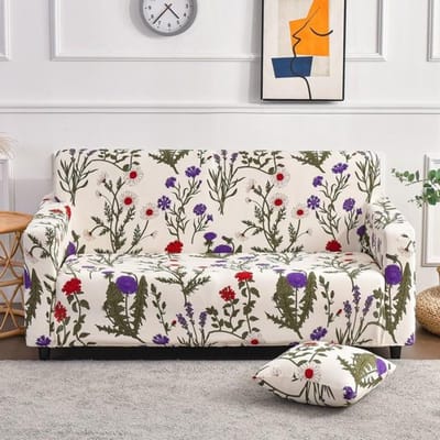 Bloemenprint Bankhoes Voor Woonkamer Kussenovertrekken Bankhoes Katoen Elastisch Bankhoes Bank Handdoek Stoelbeschermer 1 st 2-seater 145-185cm