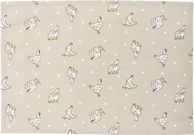 Clayre & Eef Placemats (set v 6) 48*33 cm Beige Katoen Kip Rechthoek Tafelmat