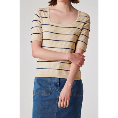 Paul Smith Knitted Ss Top Ivory Maat: M | Sweaters Outlet | Dames | Blauw