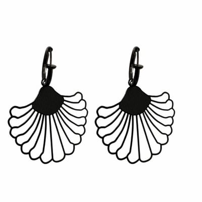 Klem oorbellen- Waaier- zwart-geen gaatje-Charme bijoux