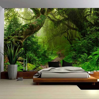 Wandtapijt Bos Groot Groen Wanddoek Bos voor Slaapkamer Wandtapijt Natuur Landschap Regenwoud Wandbehang Decoratief Wandtapijt 260X240Cm