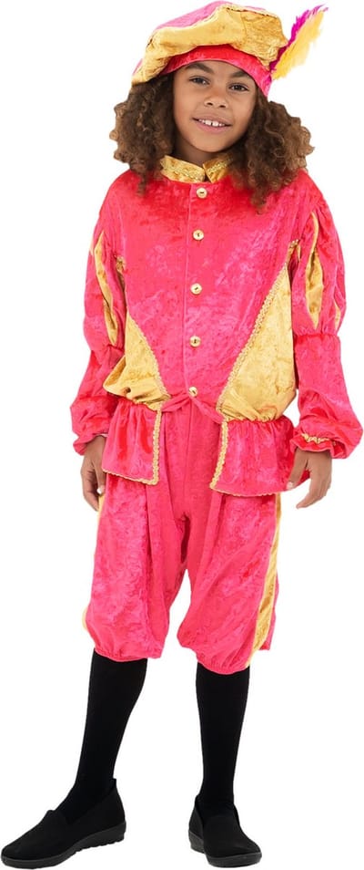 Zebra & Friends Pietenpak - Maat 104/116 - 4/6 jaar - Pietenpak voor Kinderen - met Pietenmuts - Pofbroek en Pofmouwen -sinterklaasfeest- Roze/goud