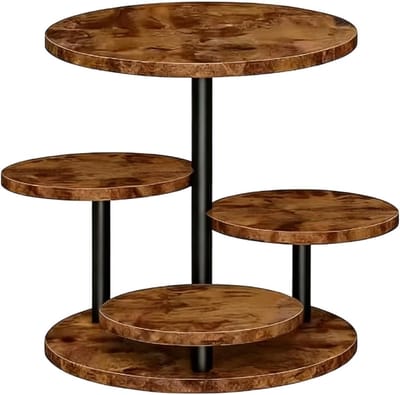 Cupcake Stand - Tafelpresenteerbak Serveerschaal - Desserts Presenteren - 360 Graden Draaibaar - 4 Lagen - Houtkleur