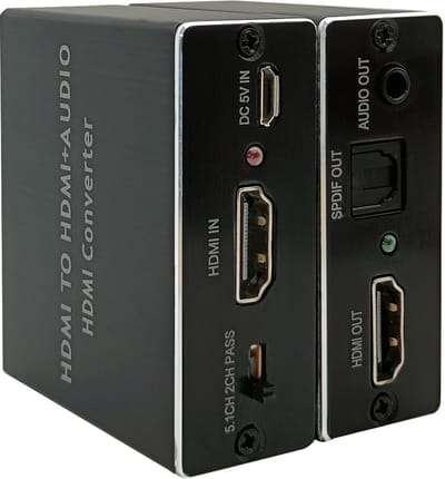 HDMI Audio Extractor - HDMI naar HDMI - 3.5mm Jack Audio - Optische Extractor - TV, Laptop, PC & Gameconsoles - Met Voedingsadapter