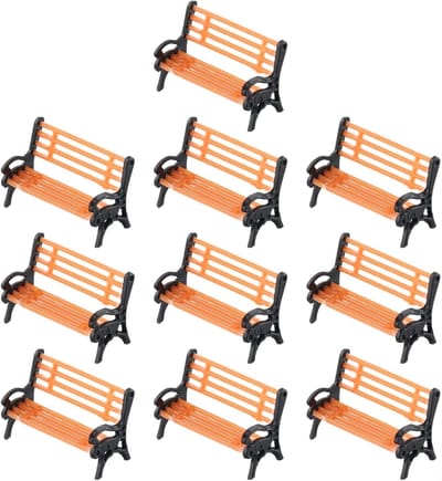 Set van 10 Model Trein Bench Stoelen voor HO en TT Schaal 1:87 - Perfect voor Park Layout en Scene Decoratie