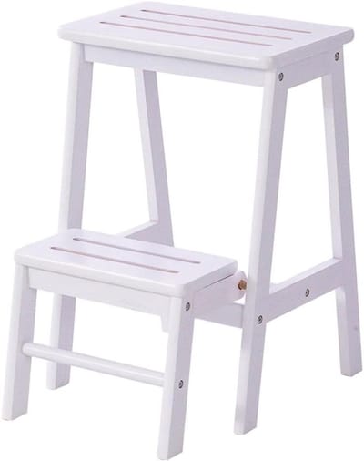 Houten Opstapje - Krukje - Veilig Klussen - Afgeronde Hoeken - 2 Treden - Houtkleur