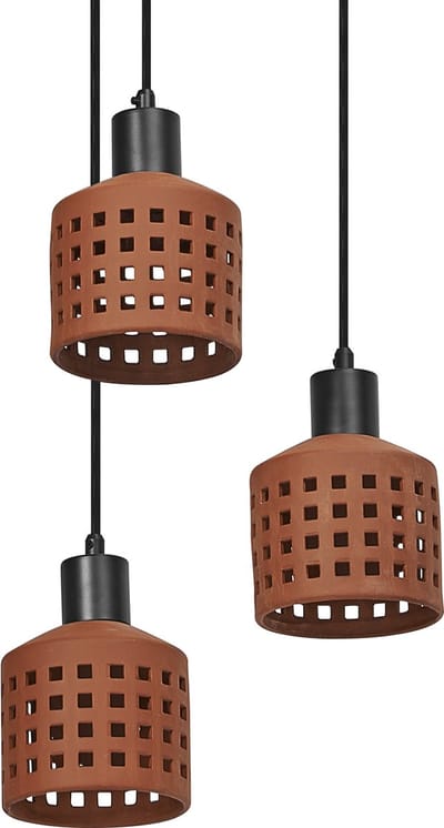 OSRAM Decor decoratieve hanglamp van klei met gatenpatroon, 3-lamps, met E27 fitting, 325 mm, IP20, bruin
