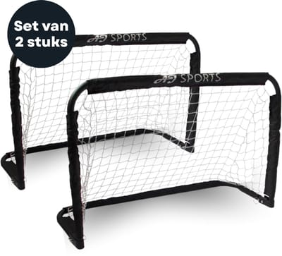 AJ-Sports Voetbaldoelen 90x60cm – Set van 2 Voetbalgoaltjes met Net – Opvouwbare Voetbalgoals voor Kinderen – Binnen en Buiten – Zwart