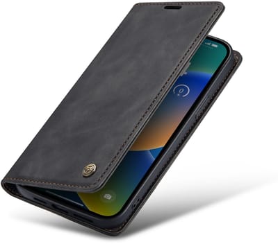 Casemania Hoesje Geschikt voor Apple iPhone 16e - Charcoal Gray - Dunne Portemonnee Book Case - Slim Wallet Case met Pasjeshouder