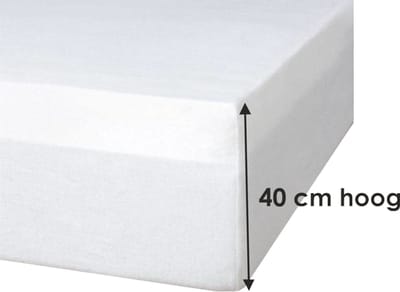 Boxspring molton hoeslaken - 100% katoen - extra hoog 40 cm - 90x200 cm - wit