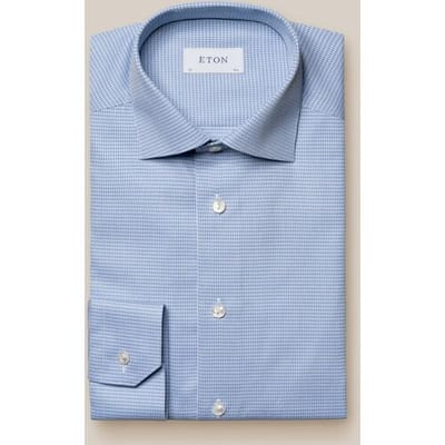 Eton Overhemd Contemporary Geometric Print Fine Piqué Licht Blauw / male