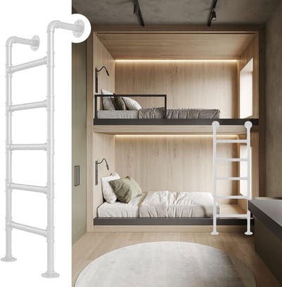 Stapelbed Ladder - Klimladder Metaal - Veilig Omhoog Klimmen - Stevige Ijzeren Constructie - 150 cm Hoog - Wit