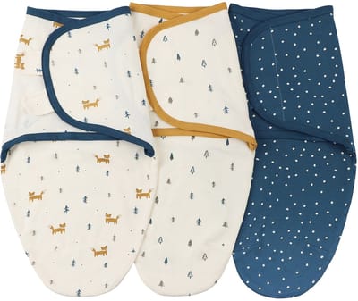 Baby-inbakerslaapzak – 3–4 maanden – Slaapzak voor pasgeborenen – Baby-slaapzak van biologisch katoen – Inbakerdoek – Baby-inbakerwikkel – Unisex – Stijl D (3-delige set)