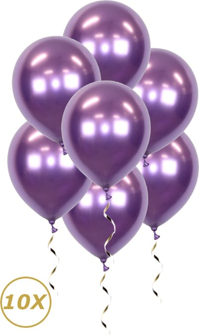 Paarse Helium Ballonnen 2024 NYE Verjaardag Versiering Feest Versiering Ballon Chrome Paars Luxe Decoratie - 10 Stuks