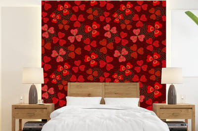 Behang - Fotobehang Patroon - Klaver - Rood - Breedte 220 cm x hoogte 240 cm
