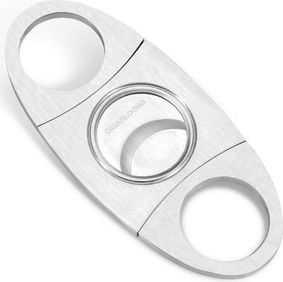 Sigarenknipper - Sigarensnijder - Sigaar Knippen - Ovaal - Tot 22 mm dik - Roestvrij Staal - 1 stuk - Mat Zilver