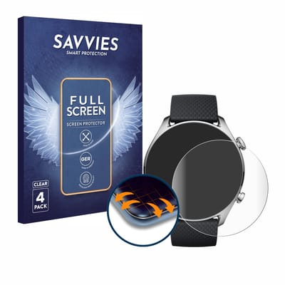 Savvies - Screenprotector voor Huami Amazfit GTR 4 Limited Edition - Folie Beschermfolie transparant volledig dekking 4 Stuks