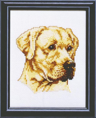 Pako Borduurpakket met telpatroon - Labrador hond - 210.858 - voorgesorteerd garen - Aida - 13 x 17 cm - DIY kit