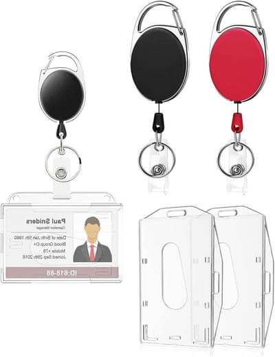 Allecto Plus - Kaarthouder Set voor 2 Gesloten en Transparante Plastic ID-Kaarthouders met Sleutelhanger. Gemakkelijk Openen van Kaarten.