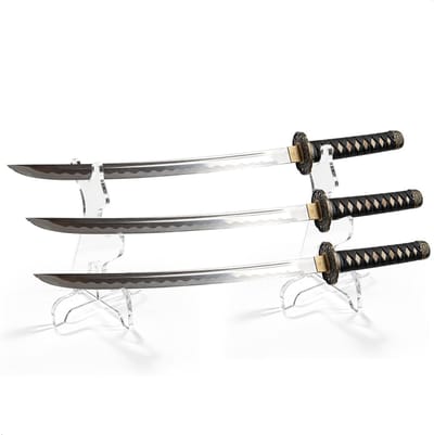 Katana houder voor zwaarden - 3-voudige displaystandaard voor lightsabers en samurai zwaarden - Eenvoudige installatie met acrylstandaard, 1 paar (transparant)