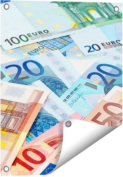 Gards Tuinposter Euro Geld Biljetten - Briefjes - 40x50 cm - Tuindoek - Tuindecoratie - Wanddecoratie buiten - Tuinschilderij