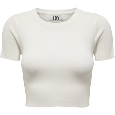 JDY Dames Basic Crop Top Effen Korte Mouw Ronde Hals Shirt Kort Geribbeld Bovenstuk JDYCIKELLINE