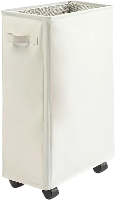 Dailygoods- Wasmand met Wieltjes - Opvouwbaar - 4 Vakken - Beige - Wasmand met Deksel - Geurpreventie - Eenvoudige Verplaatsing - Wascontainer