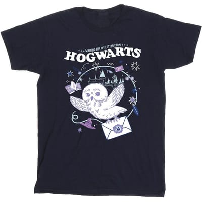 Harry Potter Meisjes Uil Brief Van Zweinstein Katoenen T-Shirt (Marineblauw)
