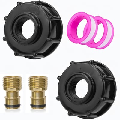Dailygoods- IBC-adapterdeksel messing - 1/2 inch binnendraad - S60x6 schroefdraad - tankaccessoires - tankkraan met afdichtring - corrosiebestendig - Tankadapter