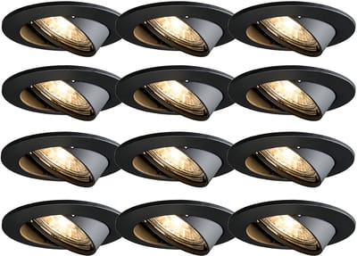 QAZQA edu - Moderne Inbouwspot - 12 stuks - Ø 8.2 cm - Zwart - Woonkamer | Slaapkamer | Keuken