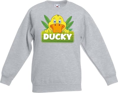 Ducky de eend sweater grijs voor kinderen - unisex - eenden trui - kinderkleding / kleding 98/104
