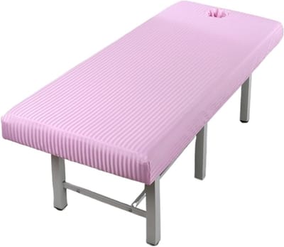 Massage Tafel Hoeslaken - Spa Bed Overtrek - Hygiënisch Werken - Elastische Satijnen Stof - 185 x 70 cm - Roze