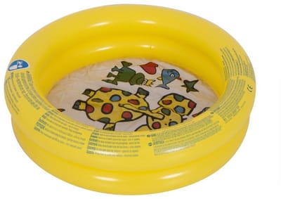 Gerimport Opblaasbaar zwembad - olifantjes/kikkers - geel - D61 cm - zwembad speelgoed - kinderen