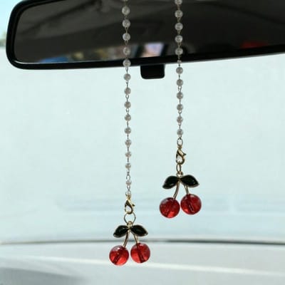 Auto Interieur Hanger Mooie Kers Auto Achteruitkijkspiegel Ophanging Decoratie Auto Interieur Hanger one-size rood