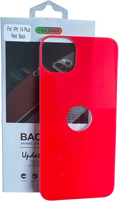Armid Fiber Achter glas beschermer Geschikt voor: Apple iPhone 14 Plus (Red) Achterkant Temper Glass Protector - Back Screen Protector