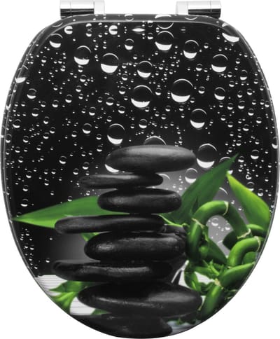 BukkitBow - Toiletbril met Softclose - Toiletbril / Toiletzitting met Print - Antibacterieel - Balancerende Stenen