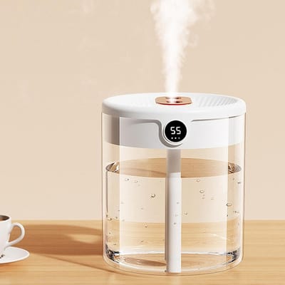 Kamerluchtbevochtiger voor slaapkamer, 2 liter tank, stille luchtbevochtiger, USB-vochtigheidssensor, automatische vochtigheidssensor, desktopdiffusers voor thuis