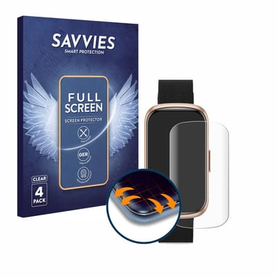 Savvies - Screenprotector voor Ruxingx Fitness Tracker 1.47" - Folie Beschermfolie transparant volledig dekking 4 Stuks