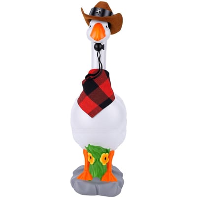 Portiek Gans Standbeeld met Afneembare Cowboyhoed Sjaal Hars Gans Beeldje voor Binnen Buiten Decoratie