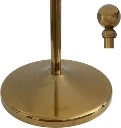 RVS Vlaggenstandaard Goud met Telescopische Mast tot 2,5 m – Ø360 mm Extra Zware Voet 3 kg – Indoor Kantoor & Instituut