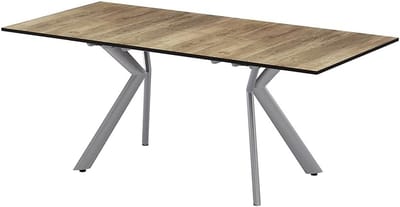 Eettafel uitschuifbaar - Eetkamertafel verlengbaar - Gezellig tafelen - Onderhoudsvriendelijk MDF - 140-190 x 90 cm - Eiken rustiek/grijs