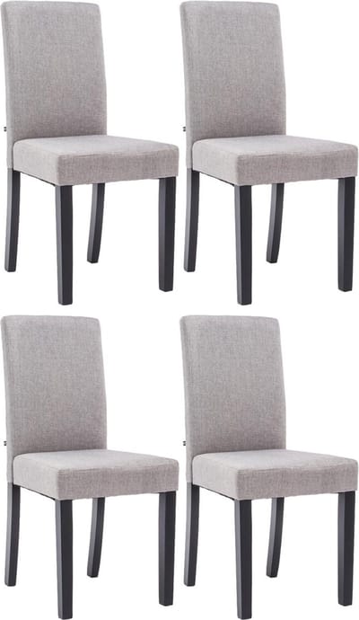 CLP Ina Set van 4 Eetkamerstoelen - Zonder armleuning - Hout - Stof - licht grijs zwart