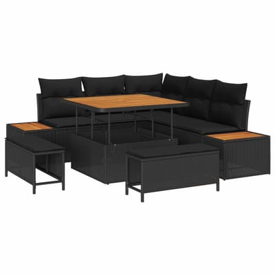 vidaXL - Tuinbank - Set - 8 - st - 7-Aantal - zitplaatsen - Zwart