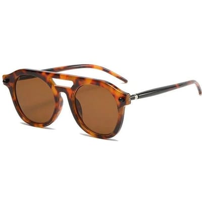 Retro Dubbele Bruggen Pilot Heren Klinknagels Zonnebril Mode Helder Gradiënt Tinten UV400 Dames Designer Punk Zonnebril brown