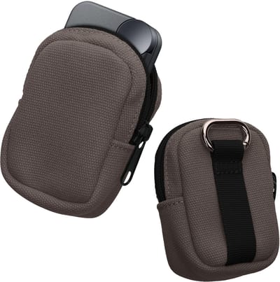 kwmobile Oordopjes Tasje Compatibel met in-ear Headphones - In-Ear Case Met Draagring En Bevestigingslus - Nylon Mini Etui - donkergrijs