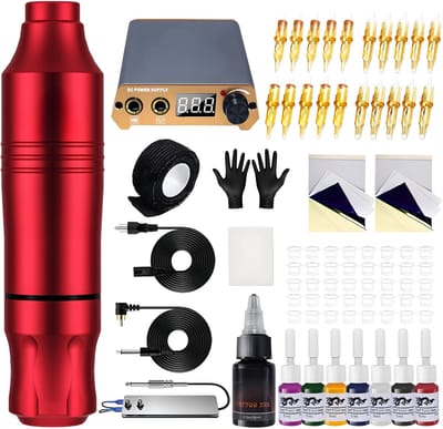 AHD® Tattoo Machines - Tattoo Set - Tattoo Machine - Rood - 20cm x 17cm x 11cm
