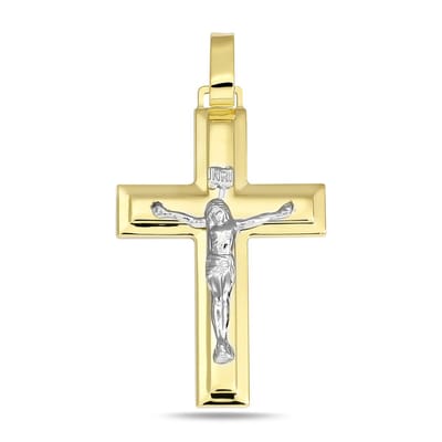 Juwelier Zwartevalk 14 karaat gouden bicolor kruis hanger - 14.291-JW