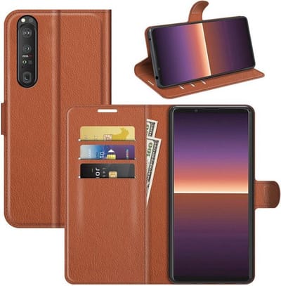 MobyDefend Hoesje - Geschikt voor Sony Xperia 1 III - Kunstleren Wallet Book Case (Sluiting Voorkant) - Bruin
