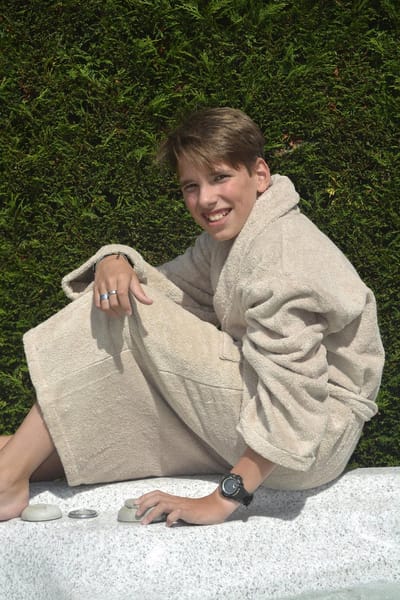 ARTG® Robezz - Badjas Sjaalkraag - 100% Badstof Katoen - Beige - Sand - Maat XXXL - (3XL)